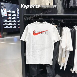 Nike耐克T恤男夏季运动休闲宽松印花白色纯棉圆领短袖 HF6594-100