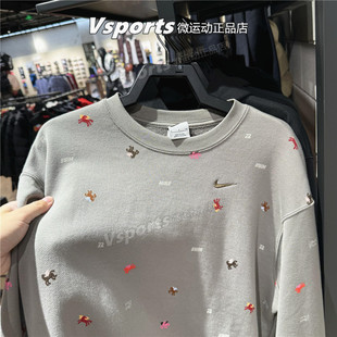 IQ3825 276 2026马年运动休闲圆领印花图案套头衫 耐克卫衣女新年款