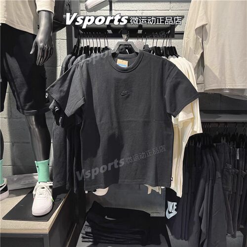 nike耐克t恤男2023新款宽松圆领运动休闲纯棉黑色短袖 DO7393-010