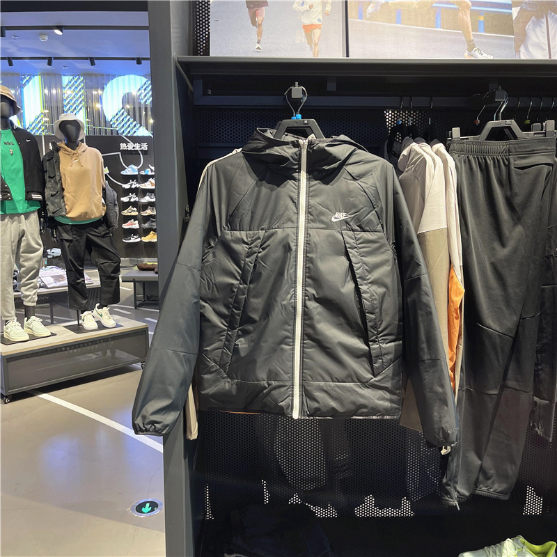 正品耐克外套男装2022秋冬双面穿保暖运动连帽棉服夹克DH2784-010