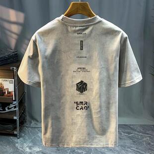 奥特莱斯~专柜清仓捡漏2026夏季男士短袖T恤宽松chic百搭个性半袖