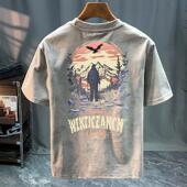 专柜清仓捡漏男士 印花美式 短袖 夏季 上衣复古 T恤2026个性 奥特莱斯