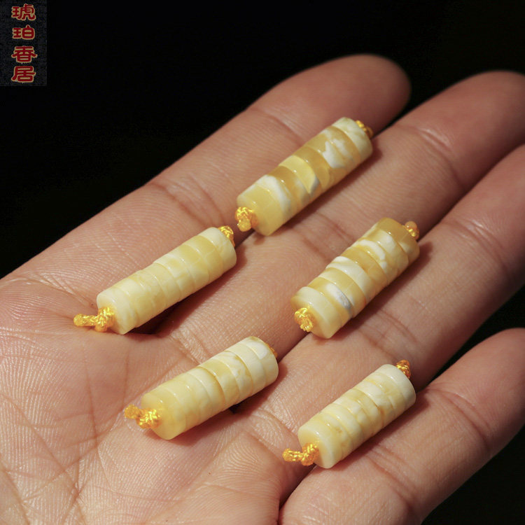 天然蜜蜡6mm7mm8mm蜜蜡隔片俄料鸡油黄白花垫片手串文玩配饰