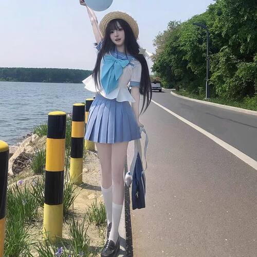 紫薯汤圆 收腰水手服短袖夏季学院风JK特大蝴蝶结甜美大小姐