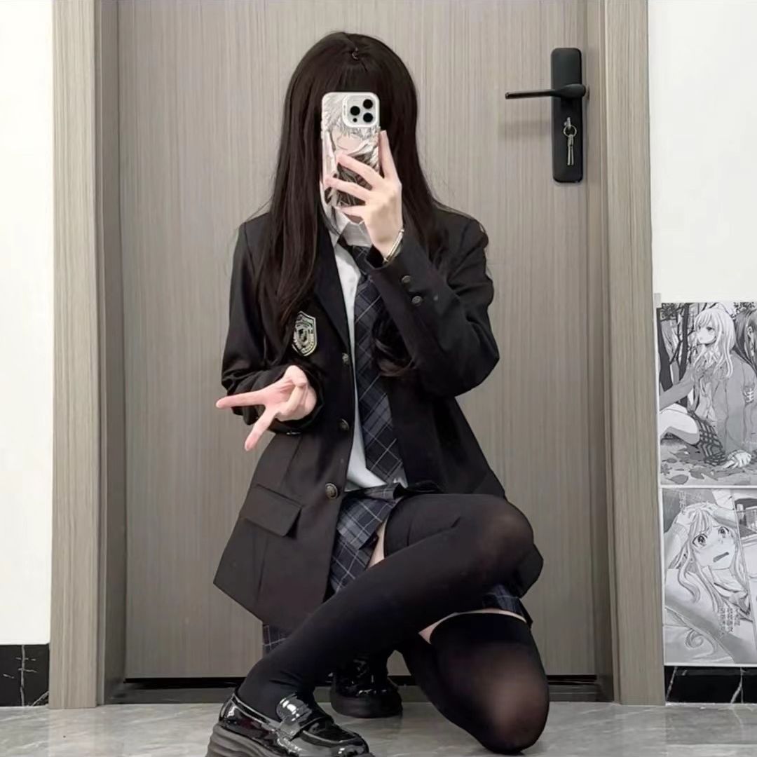 樱岛依原创校供感日系jk制服西装外套女春秋季学院风套装学生西服