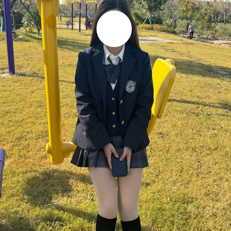 大婶家原创JK制服正版绀色女款二粒扣西装黑武士格裙甜妹校服套装