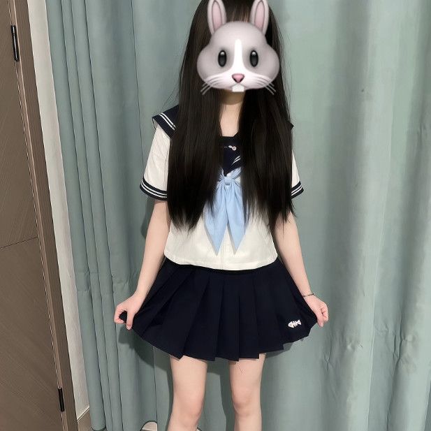 猫咪原创正版绀色水手服套装校园下裙学生装风穿搭可爱夏季jk制服
