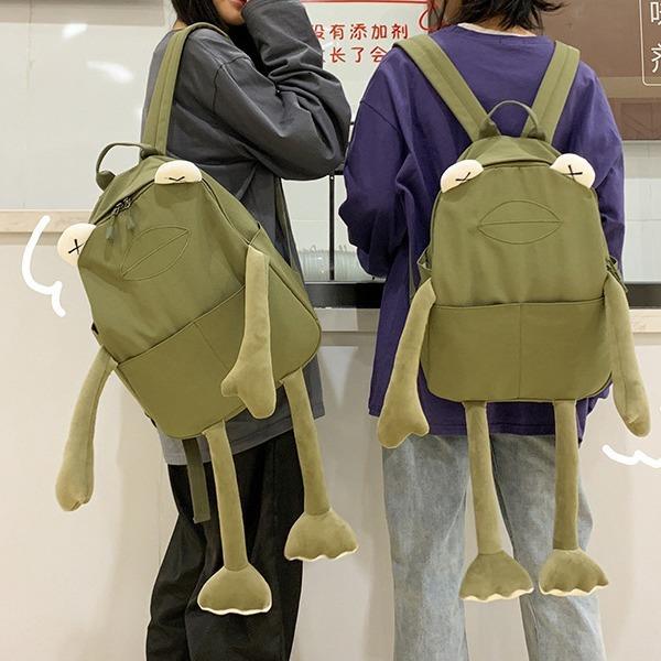 香港品牌日系绿色搞怪背包韩版卡通青蛙双肩包潮流时尚个性闺蜜大
