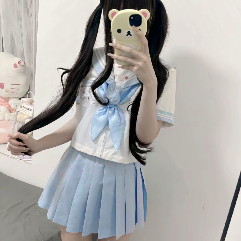 甜嗑欧咪兔原创jk制服女萌款幼稚园软妹可爱水手服日系短袖套装