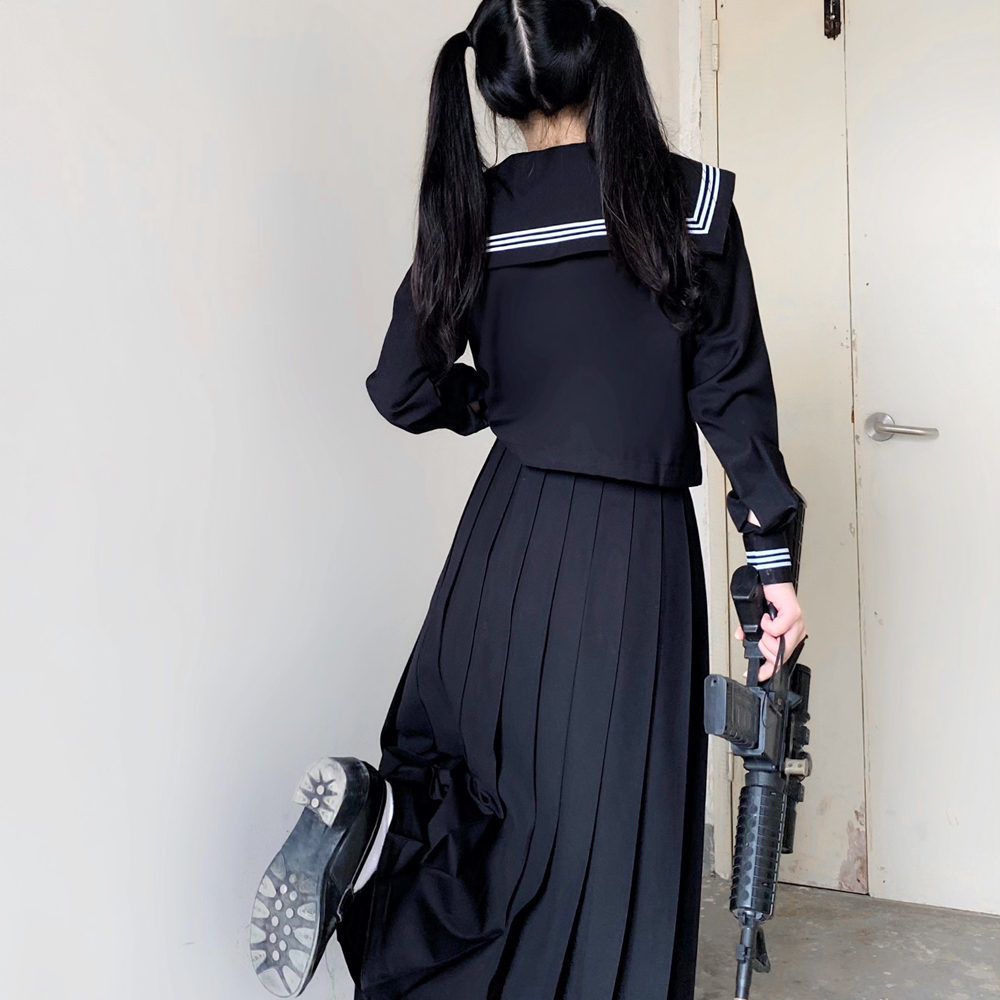 【神北JK】黑三本日系正版水手服jk制服基础款春夏校拱中间服套装