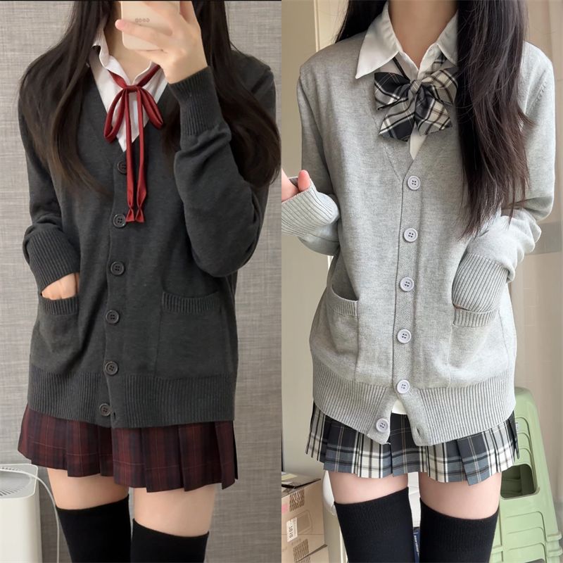初田町原创正版Jk制服秋冬毛衣开衫格裙套装长袖学院风校供女学生