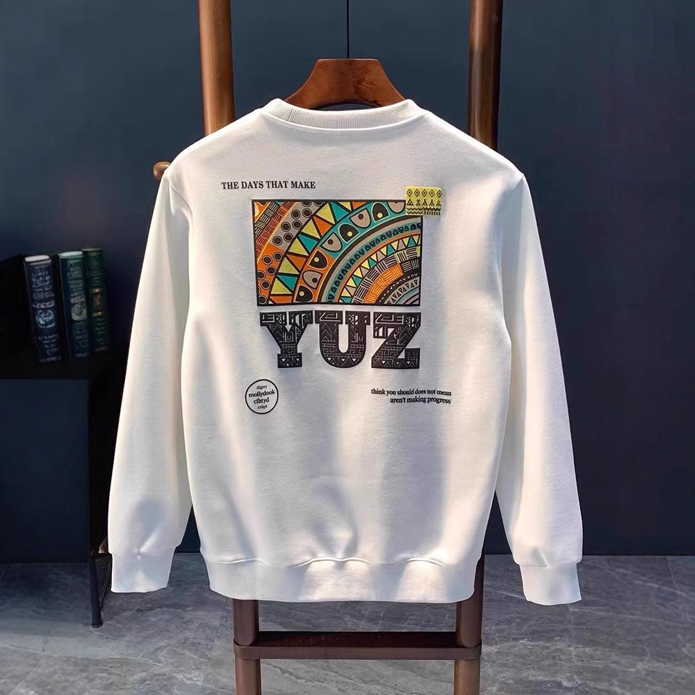 潮牌卫衣男2024春季新款重磅圆领
