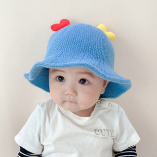 婴儿钩织帽子韩系洋气好看儿童女童针织帽大头围男宝毛线帽秋冬季