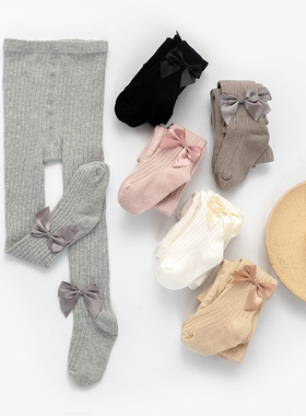 女童打底裤袜春秋薄款纯棉灰色连裤袜婴儿儿童袜子秋款宝宝白色新