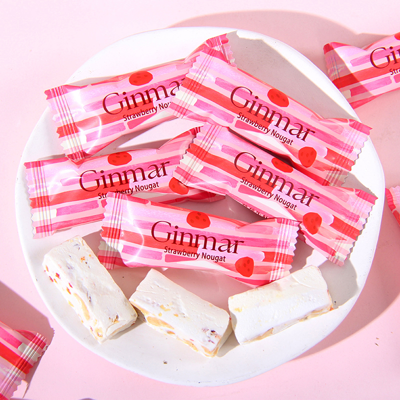 英国Ginmar金玛草莓牛轧糖高颜值结婚喜糖婚礼伴手礼500g零食糖果