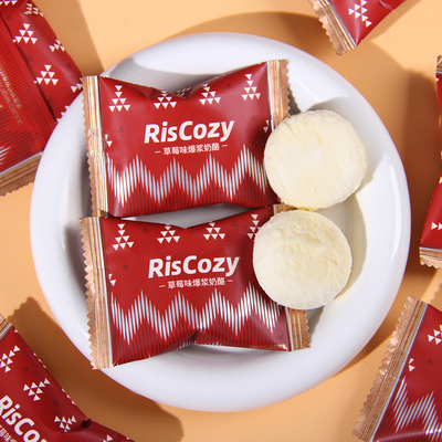 英国RisCozy瑞可滋草莓味爆浆奶酪夹心棉花糖喜糖散装结婚礼糖果