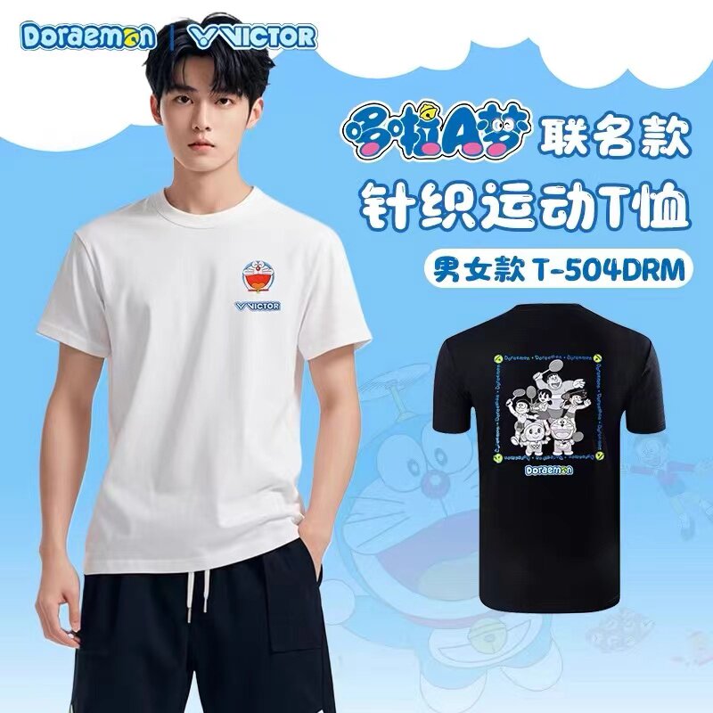 2025多啦A梦系列VICTOR威克多胜利羽毛球服针织男女短袖T恤501DRM