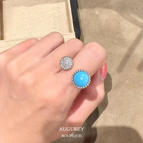 AUGUREY 06/15 珠宝级工艺S925银重工蓝色锆石开口戒指高定贵气女