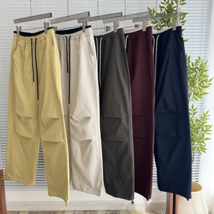 26春秋新款 长裤 松紧腰抽绳直筒裤 裤 宽松显瘦工装 女士户外休闲裤