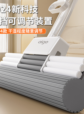 拖把2025新款家用第一名吸水海绵卫生间一拖胶棉式拖头神器地布净