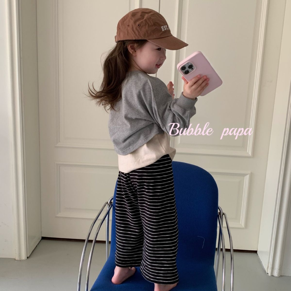 韩版女童卫衣套装2024秋装新款洋气拼接上衣条纹裤子休闲两件套