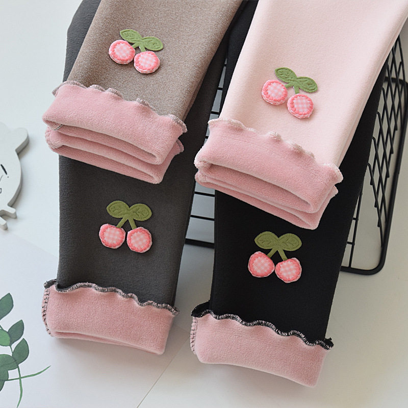 女童加绒打底裤2-3儿童秋款长裤小童秋冬薄绒秋装6岁宝宝秋季裤子