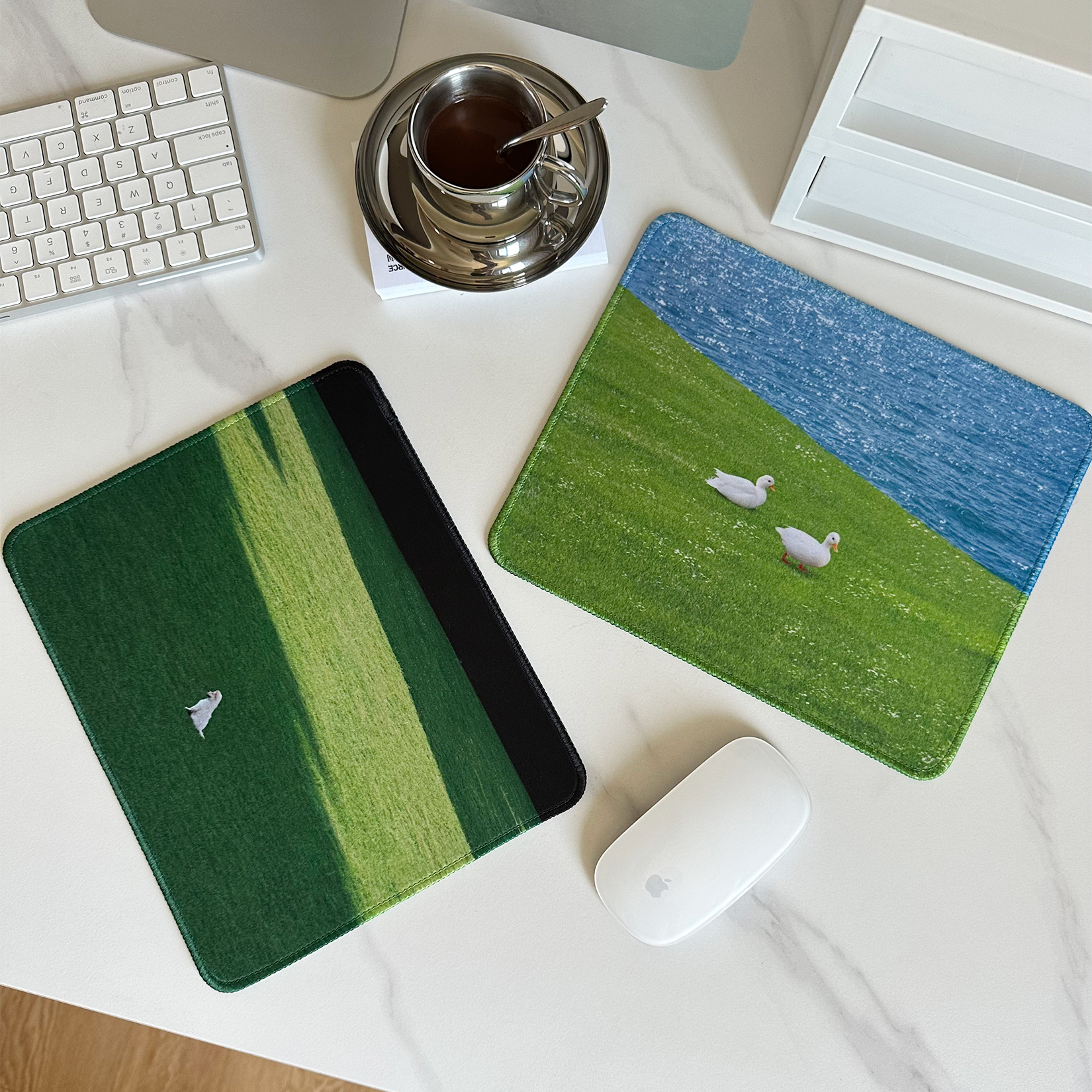 划水时间原创摄影鼠标垫防滑桌垫笔记本办绿色护眼加厚ins风桌垫