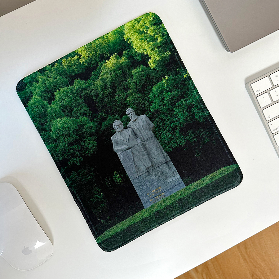 『马克思恩格斯』划水时间原创摄影 鼠标垫防滑桌垫锁边加厚ins风