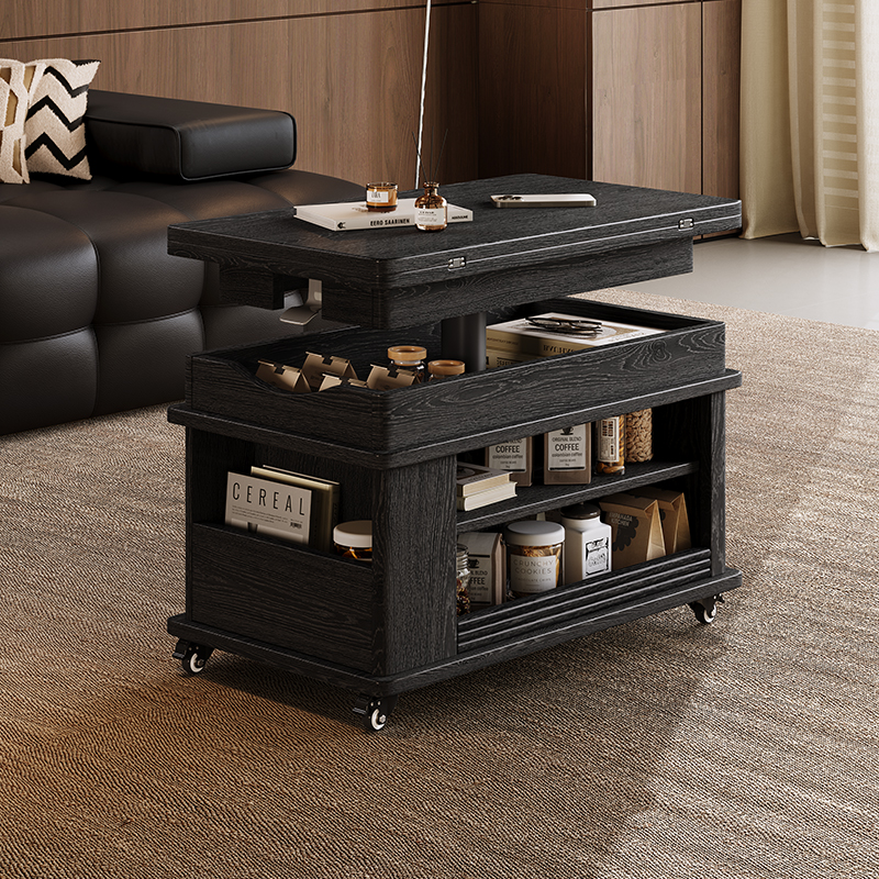 卡尔适可移动升降高级茶几沙发边几客厅家用中古边几小推车置物架