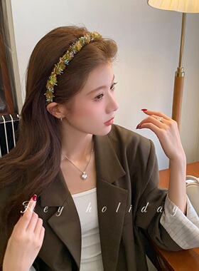 夏日彩虹~彩色编织波浪发箍女高级感2024新款洗脸压发头箍高颅顶