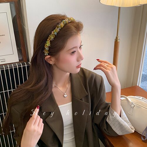 夏日彩虹~彩色编织波浪发箍女高级感2024新款洗脸压发头箍高颅顶