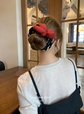 新款发圈甜美蝴蝶结简约百搭少女头绳可爱女孩发绳不伤发红色发饰