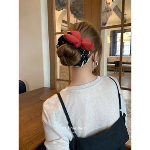 新款发圈甜美蝴蝶结简约百搭少女头绳可爱女孩发绳不伤发红色发饰