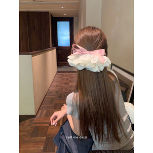 2025新款 蕾丝花边蝴蝶结弹簧夹发夹唯美超仙顶夹发饰头饰女