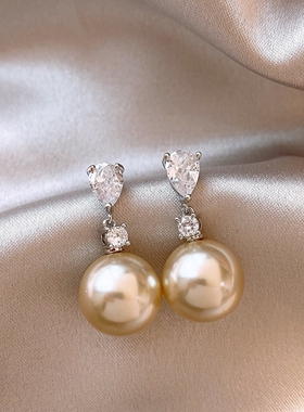 925银针2026新款大珍珠耳环女复古轻奢高级感耳钉气质百搭耳饰品