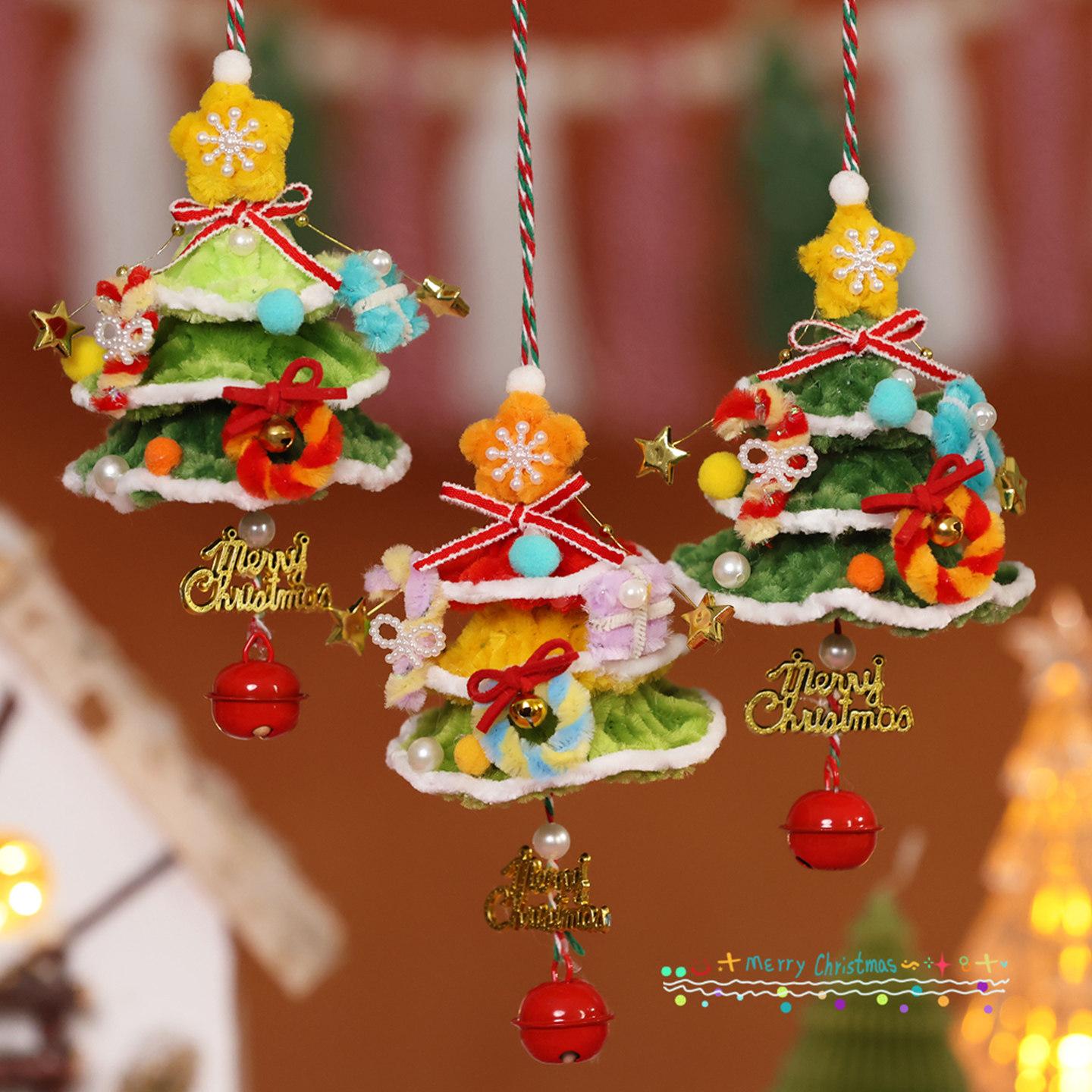 圣诞节挂饰车挂扭扭棒手工编织diy材料包送男友闺蜜节日礼物挂件