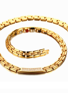 东莞饰品厂家 钢磁性手链磁石四合一元素 菠萝纹弯牌镶钻项链手链