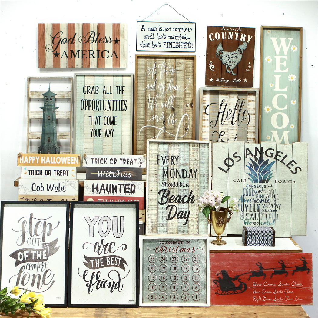 仿古木质装饰画壁画挂画壁饰挂板