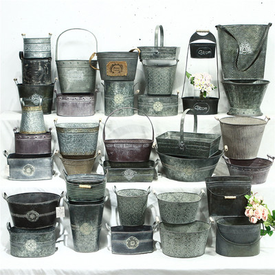 美式复古做旧铁艺植物多肉盆花盆