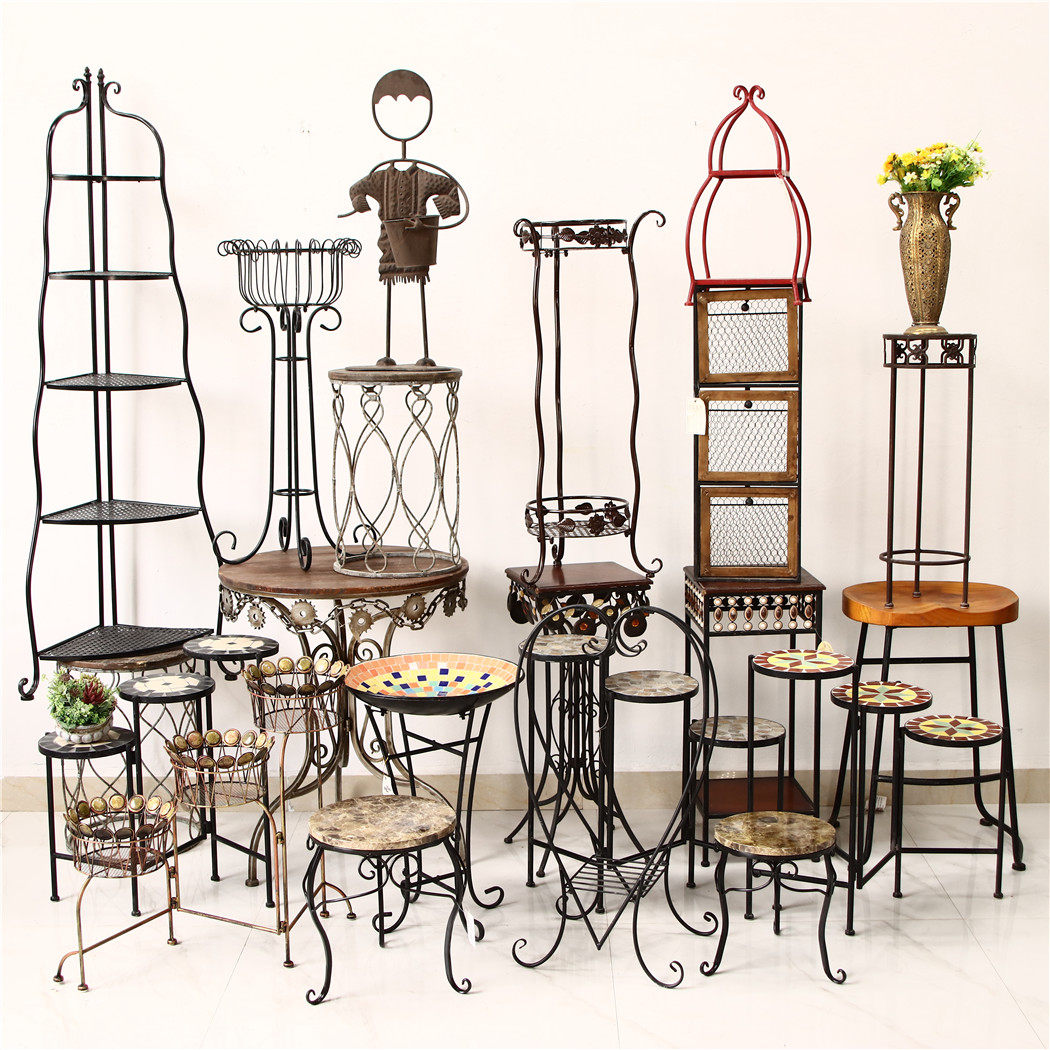 孤品集合-美式仿古铁艺木质花架折叠置物架花盆收纳架子花几茶几,住宅家具,花架/花几,淘宝优惠券,粉丝福利购,淘宝优惠卷