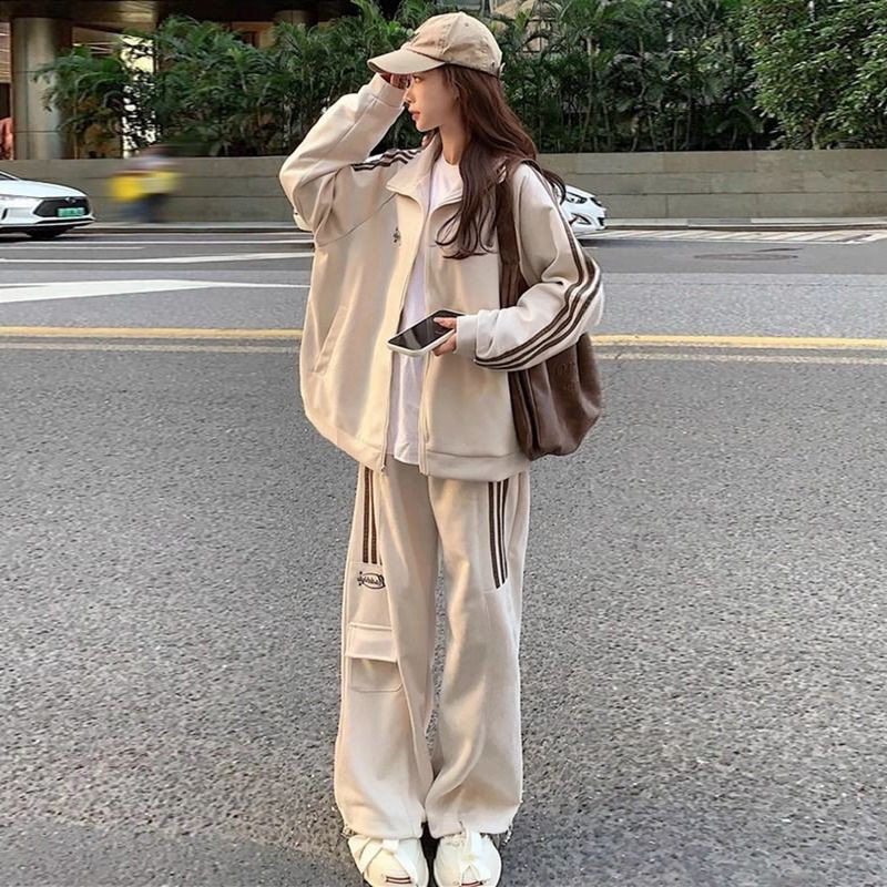 韩版宽松显瘦美式卫衣运动套装女春秋季学生跑步时尚休闲两件套潮