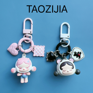 泡泡玛特萌粒公仔车挂饰闺蜜情侣少女书包生日礼物mini钥匙扣挂件