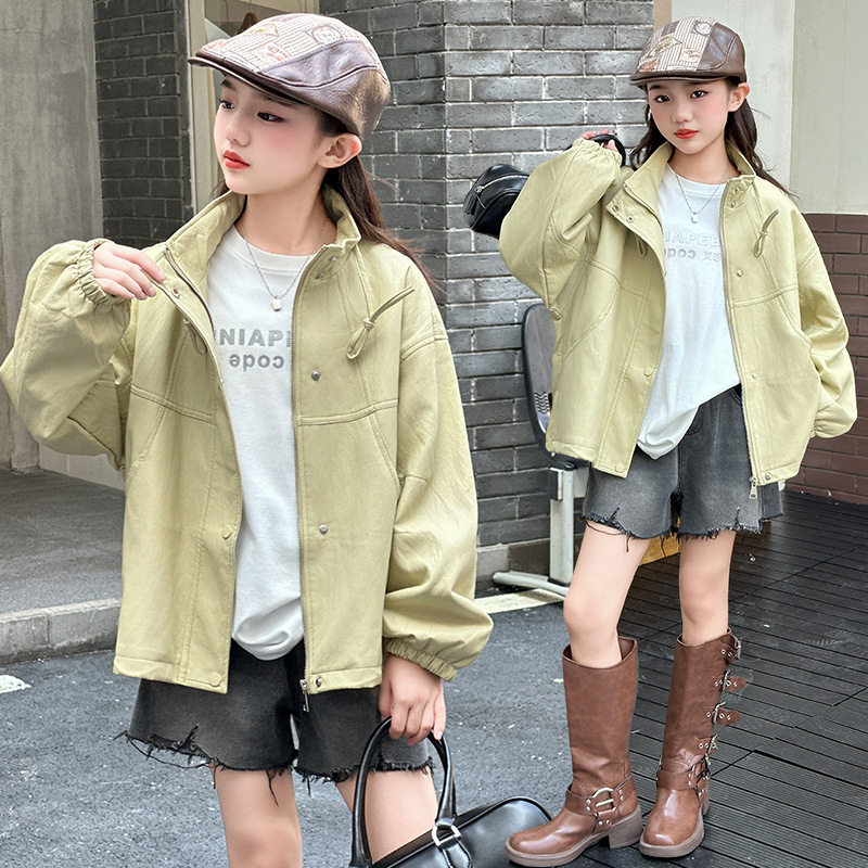 女童秋款外套2025新款女孩网红炸街皮衣外套儿童休闲穿搭夹克上衣