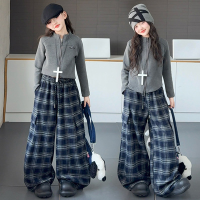 女童短款卫衣外套2025新款春秋洋气女孩修身长袖中大童拉链开衫潮