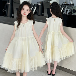 2025新款 女童连衣裙夏季 儿童洋气时髦网纱裙甜美公主背心裙