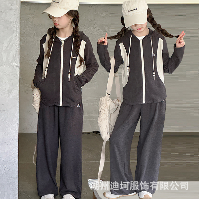 女大童秋季套装2025新款儿童韩版春秋装网红休闲运动两件套中大童