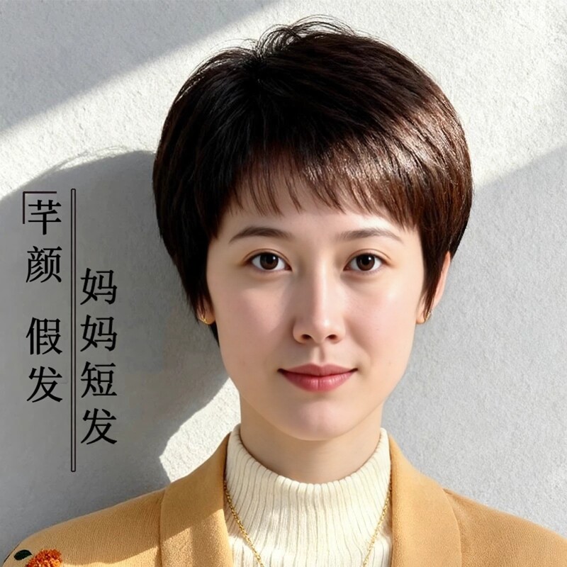 混合发科技记忆全头套假发遮白发