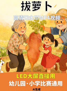 拔萝卜 讲故事 背景视频 配乐 成品 少儿 2分36秒LED 高清 AI生成