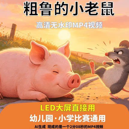 粗鲁的小老鼠 讲故事背景视频 配乐2分08秒少儿演讲LED高清AI生成