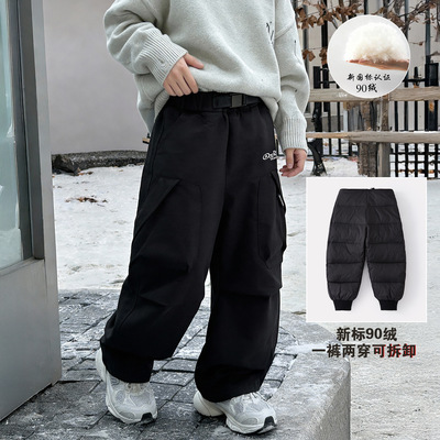 男童冬季新款羽绒裤儿童内胆可拆卸童装白鸭绒保暖长裤